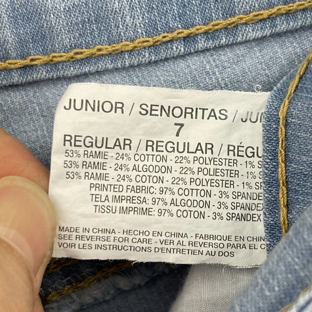 L.e.i. US American Flag Print Low Rise Denim Cuffed Shorts Retro Y2K - Picture 7 of 10